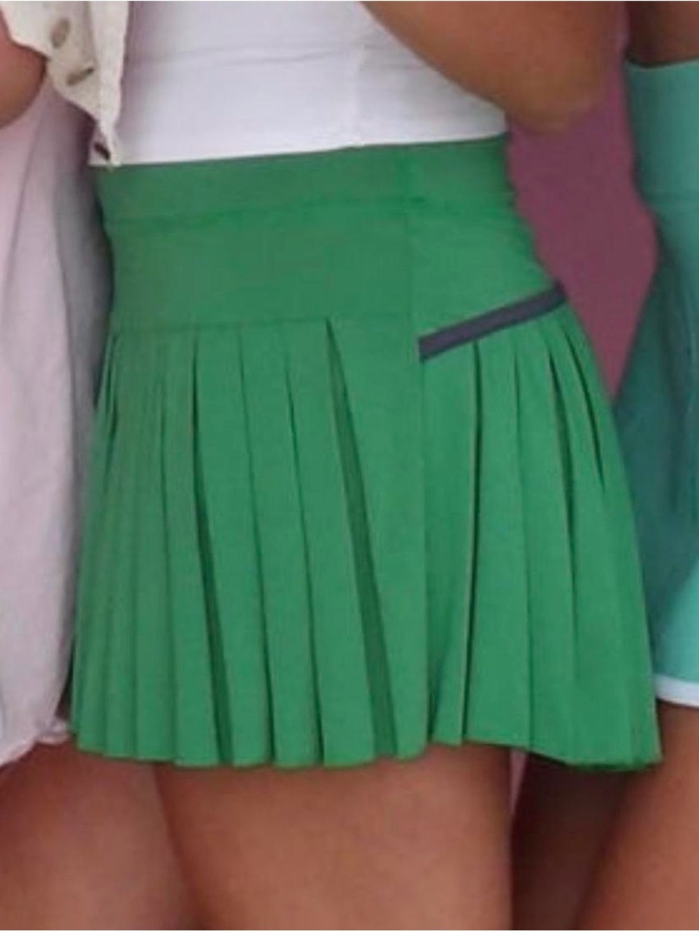 Green Pleated Mini Skort - Women's Casual Tennis Style